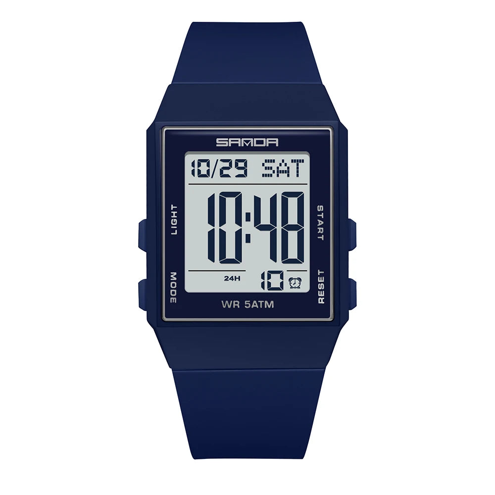SANDA Woman Fashion Watches Fashion Sports Watch Silicone Strap 3ATM Waterproof Time Display Women's LED Digital Watch Gift