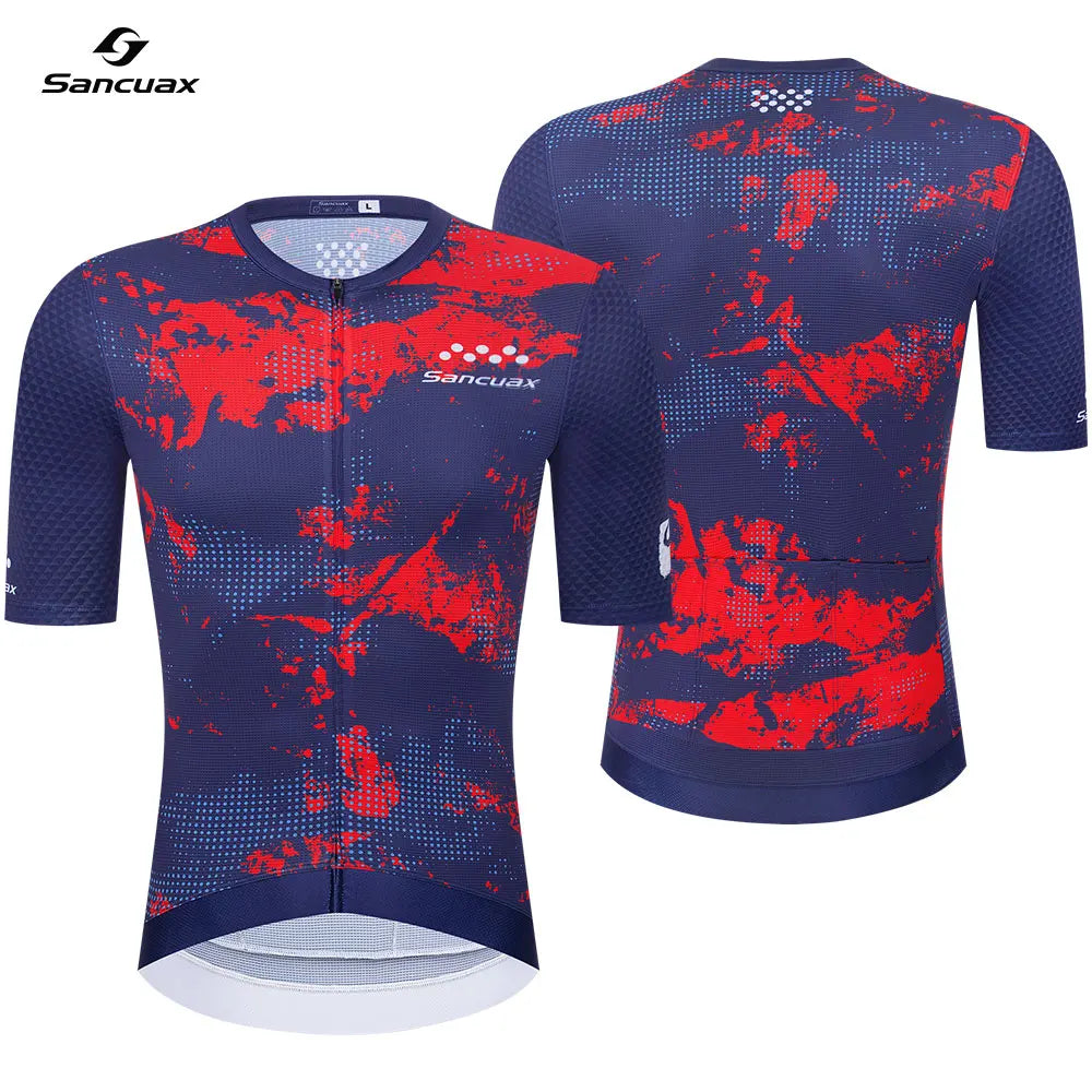 Men Cycling Jersey Sancuax Summer Cycling Racing Tops Short Sleeves Road Bike Cycling Jersey Breathable Quick Dry Cycling Shirts