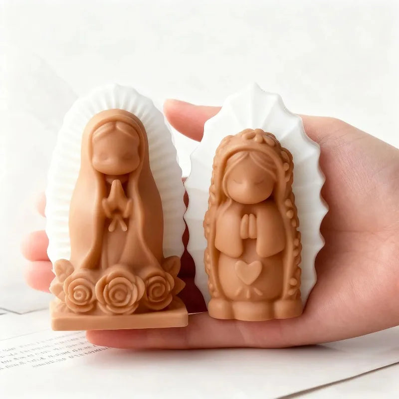 Prayer Angel Girl Silicone Mold DIY Virgin Mary Aromatherapy Candle Soap Gypsum Crafts Cement Casting Mold Home Decoration Gift
