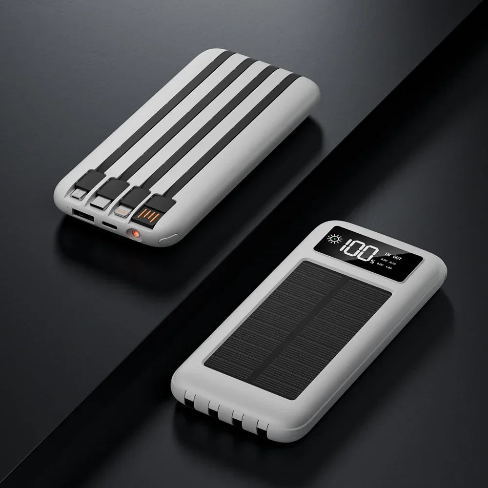 Lenovo 500000mAh Power Bank Solar Charge Portable Large Capacity Digital Display Mobile Powerbank for iPhone Huawei Samsung New