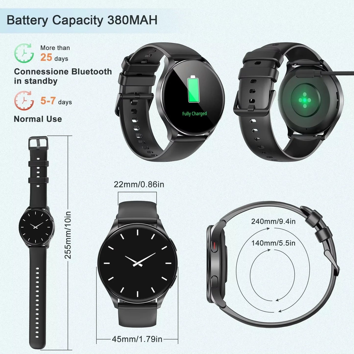 Blackview X20 Smartwatch Watch 1.43'' HD Screen Bluetooth Call Watch AMOLED Display Health and Fitness Tracking For ISO Android
