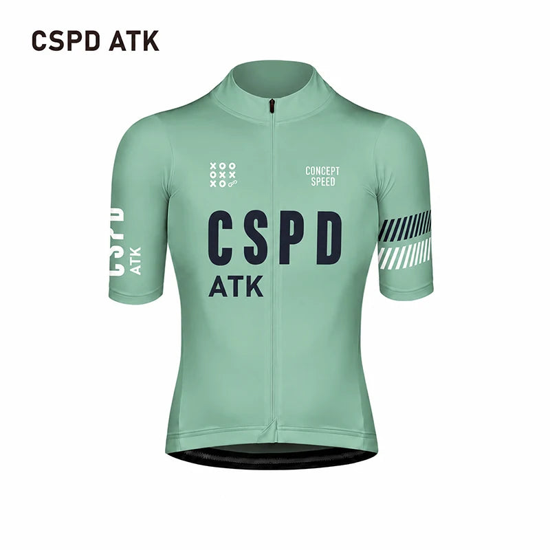 CSPD ATK men's cycling sportswear set summer lightweight cycling jersey sponge cushion cycling bib MTB cycling suit