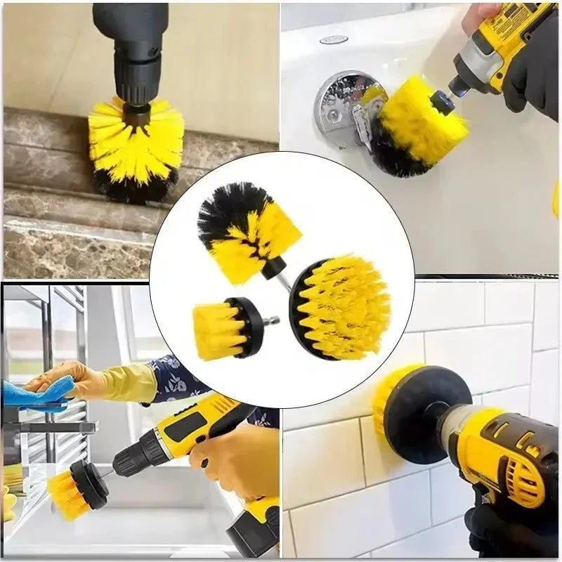 Electric Scrubber Brush Drill Attachment Kit Power Cleaning Brushes For Carpet Glass Auto Tires Nylon Bristle Heads 2 3.5 4 Inch