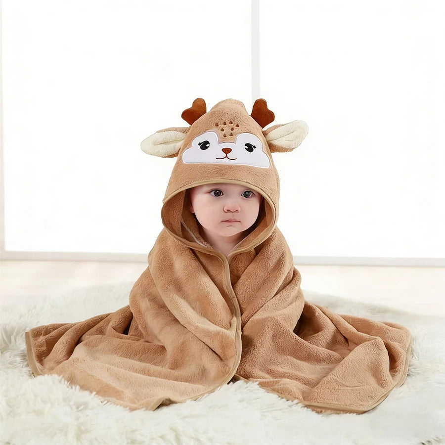 1 Piece of Multifunctional Absorbent Baby Bath Towel, Suitable for Infants and Toddlers Aged 0-2, Soft and Comfortable, with Cute Animal Cartoon Design, Machine Washable, Skin-Friendly and Soft, Baby Bath Towel, Gift for Your