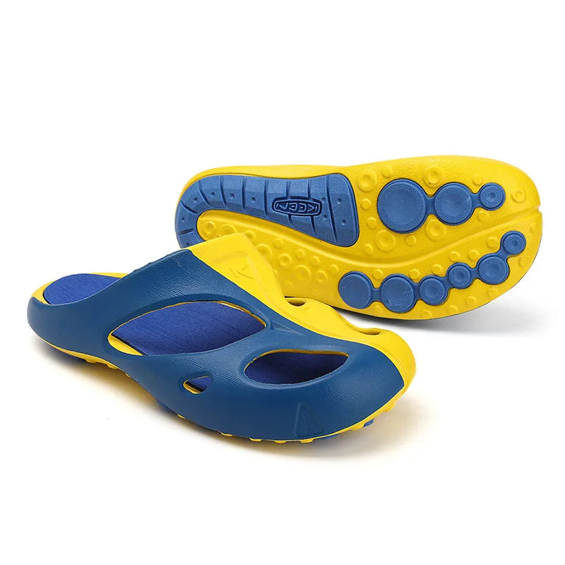 Wangkeen Shanti Outdoor Casual Beach Sandals Breathable Comfortable Men's Women's Trekking Shoes PVC Upper Flat Heel Printed...