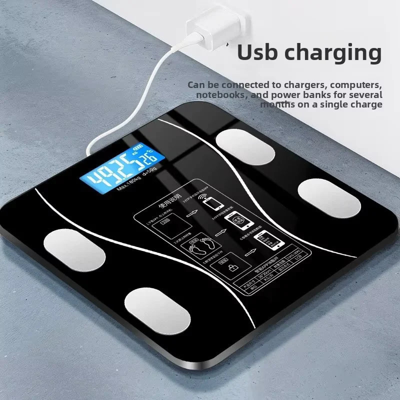 Smart USB Charging Body Fat Scale High Precision Digital Weight Scale Household Electronic Body Composition Scale For Adult Home