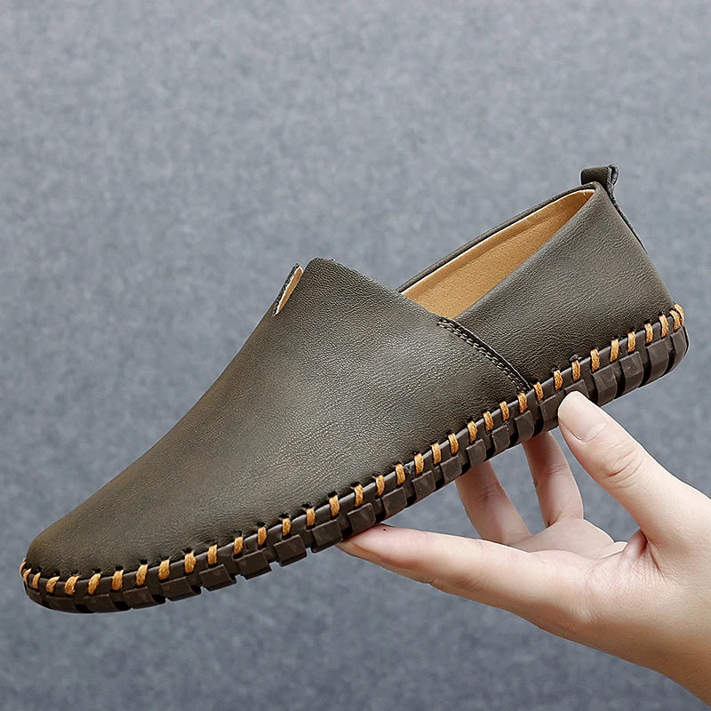 Jumpmore New style casual handmade moccasins Leather loafers Men Driving Shoes Size 39-48