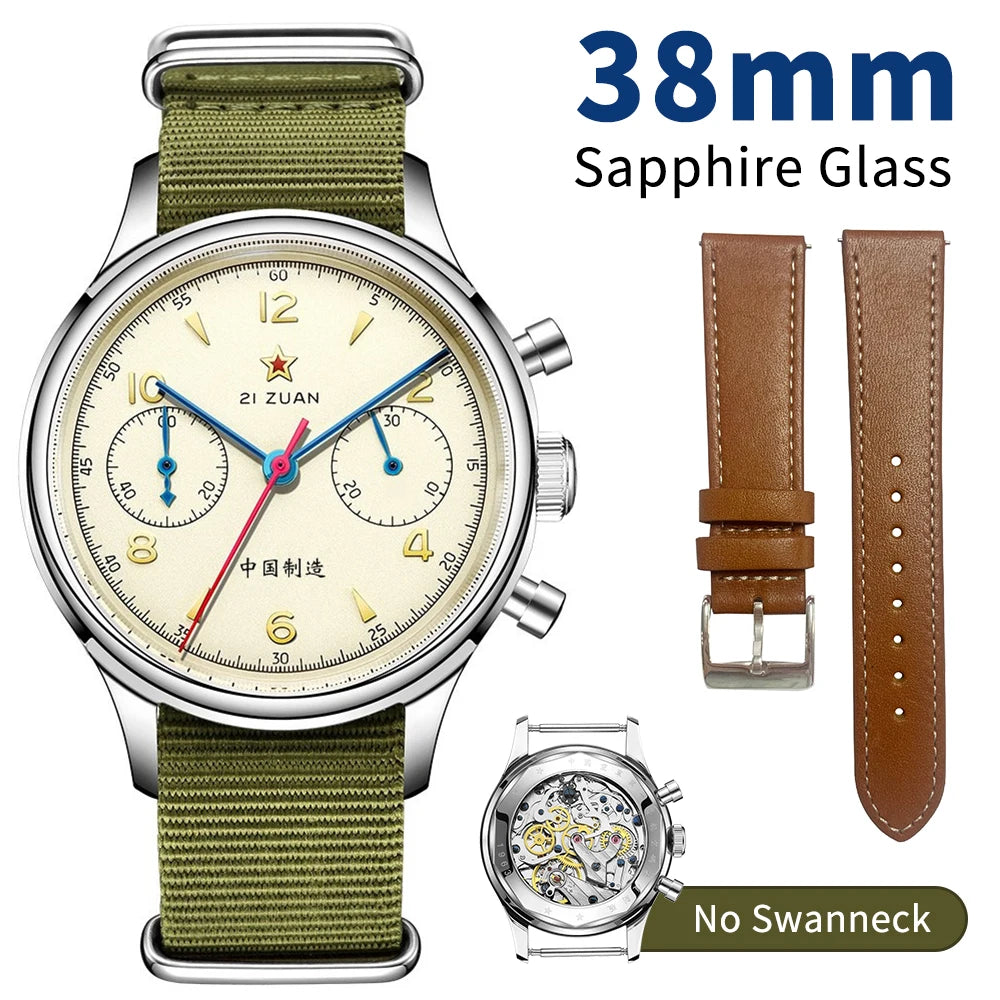 Seakoss Men 1963 Chronograph 38mm 40mm Acrylic Sapphire Glass Luminous Seagull ST1901 Movement Pilot Aviation Mechanical Watches