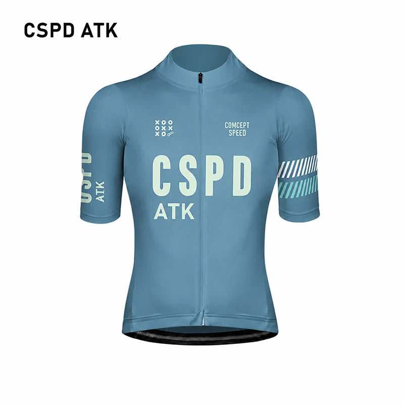 CSPD ATK men's cycling sportswear set summer lightweight cycling jersey sponge cushion cycling bib MTB cycling suit