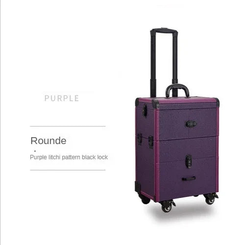 Travel Cosmetic Trolley Case Tattoo Storage Toolbox Multifunctional Makeup Case Professional Beauty and Nail Trolley Luggage