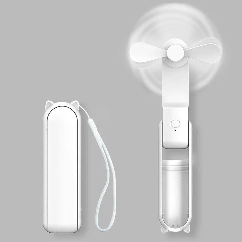Portable Fan 2000mAh USB Rechargeable 3 Speed Mini Handheld Foldable Fan Hand Held Small Pocket Travel Fan with Handy Power Bank