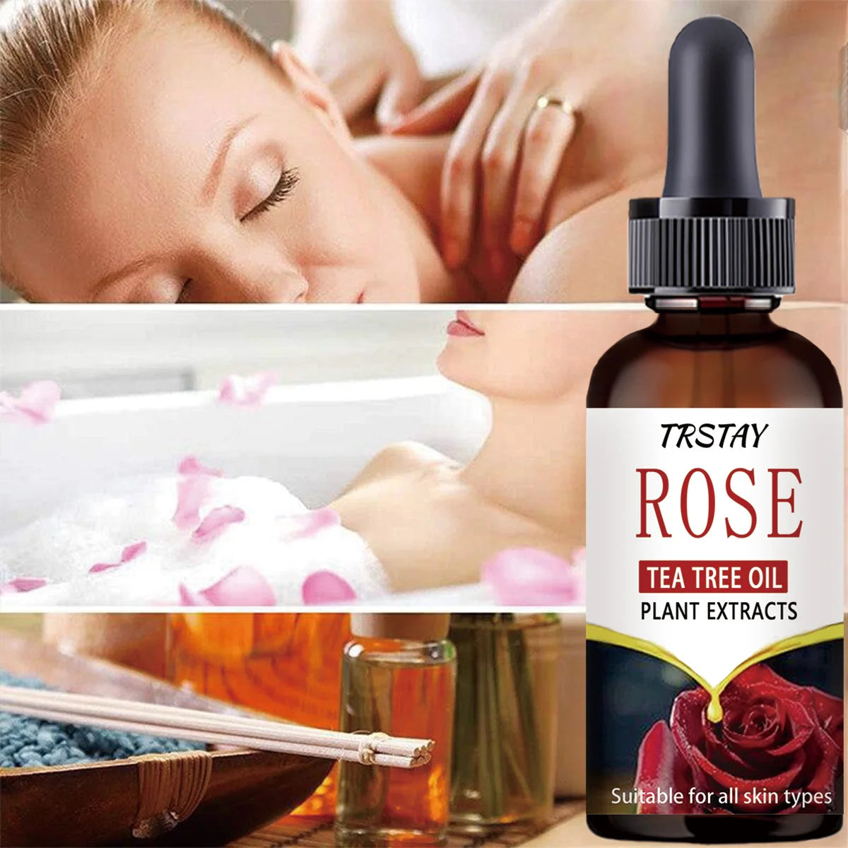 5ML/15ML/30ML/50ML/Catfit Natural Rose Essential Oil Relaxes SPA Body Oil Moisturizing Firming Skin Oil Improve Sleeping YOGA Sk