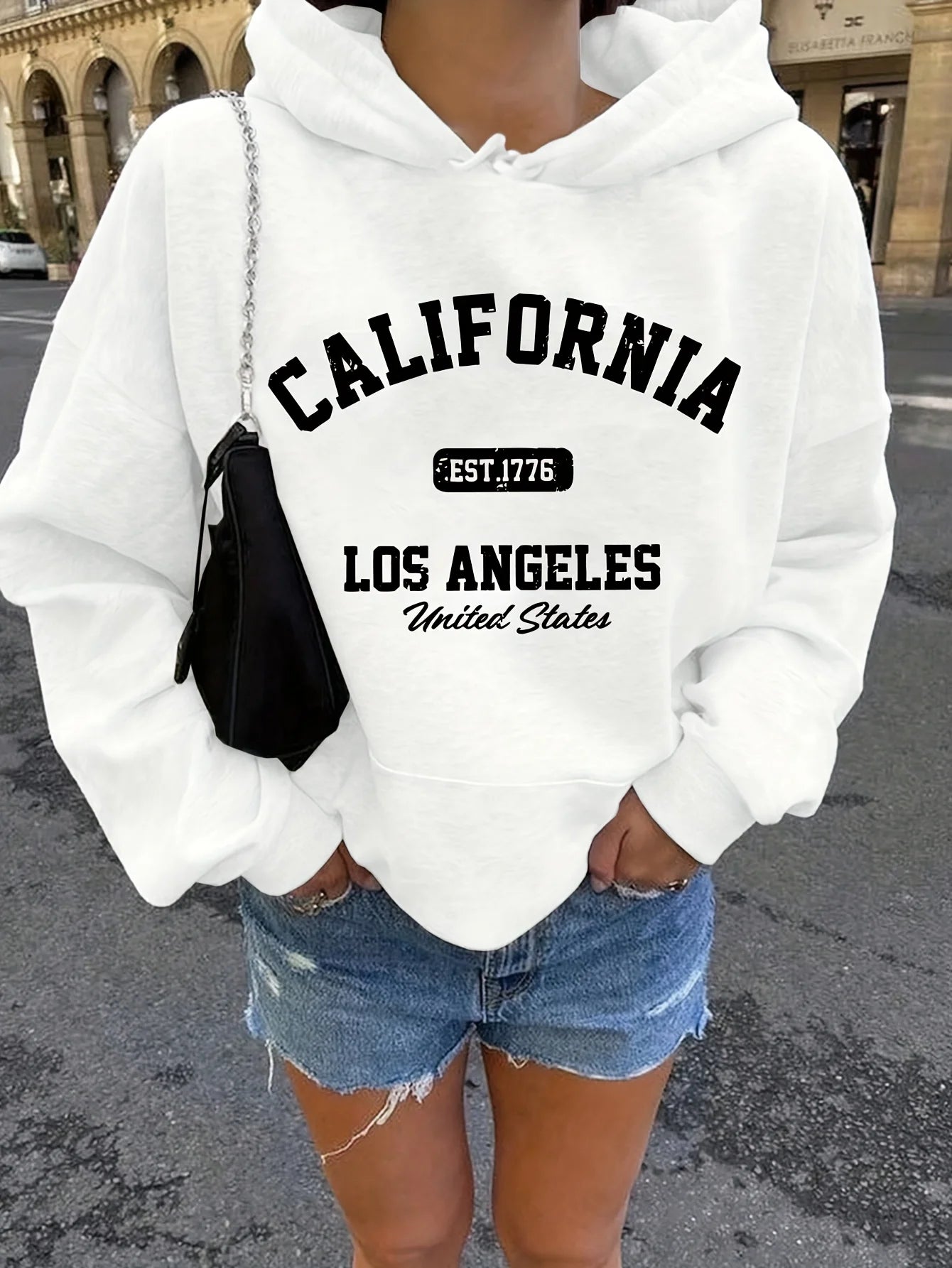 Women's autumn and winter warm and loose casual NOPE not today printed suede long sleeved hooded sweatshirt