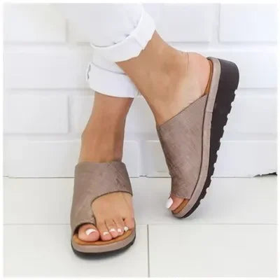 Women's Large Size Sandals Spring Summer New Style Toe Post Comfortable Slip-On Casual Shoes Breathable Leather Adults