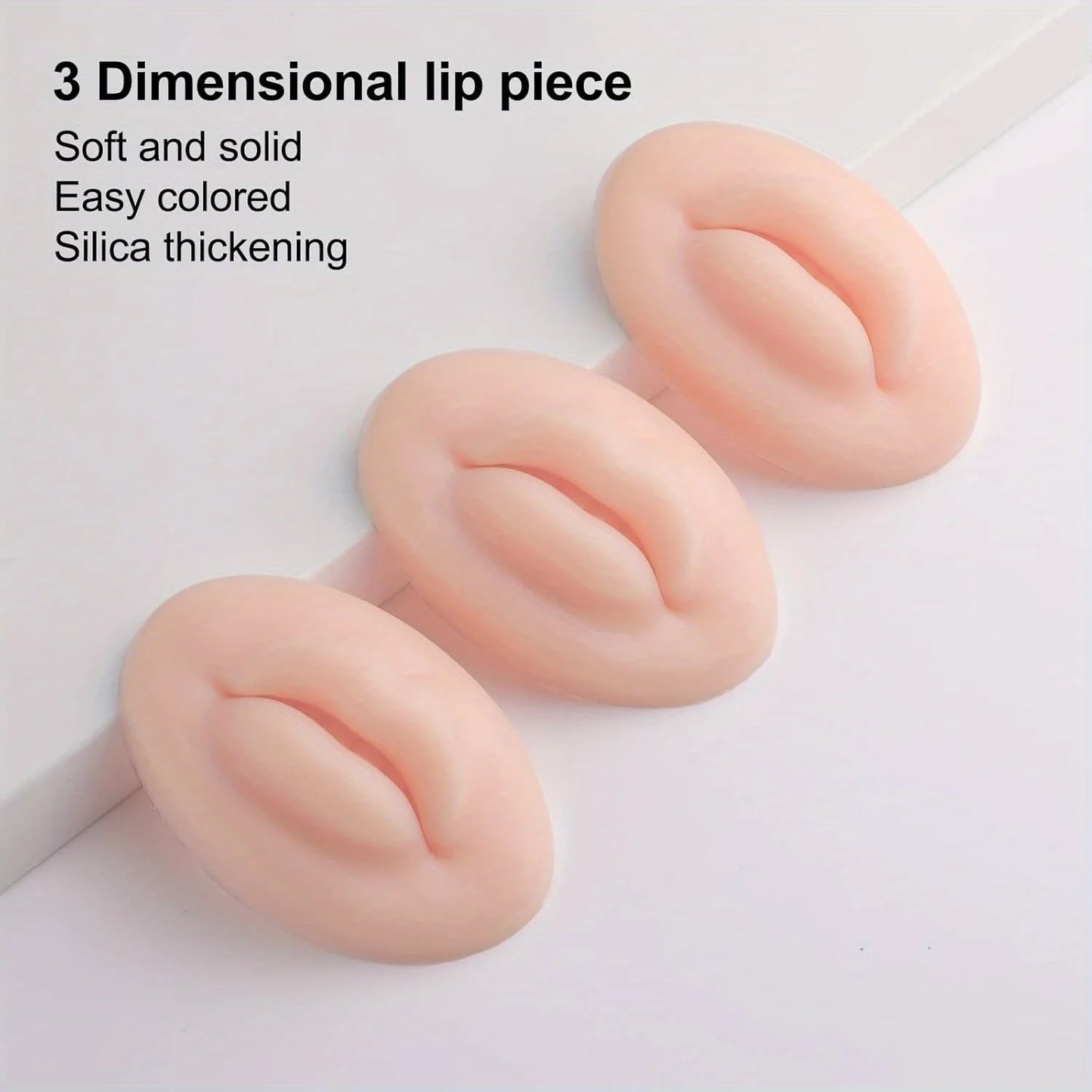 5D Realistic Lip Practice Skin for Permanent Makeup Training, 3D Silicone Lip Blush Pad with Simulation Modules, Reusable False
