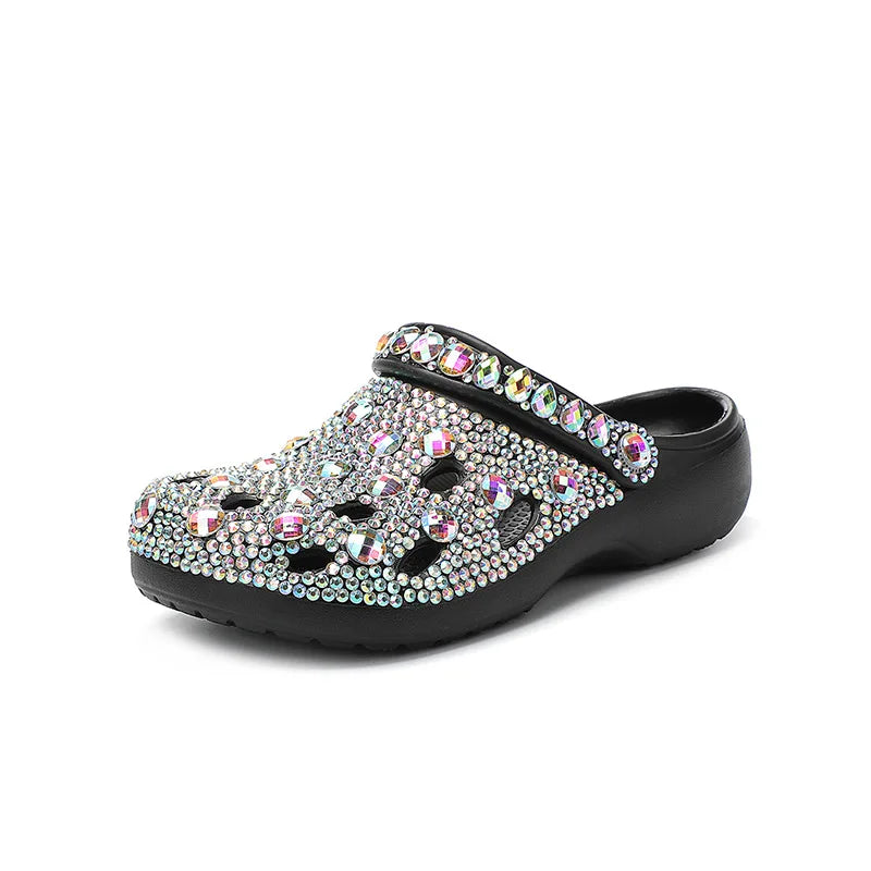 Bling Clogs Women Sandals Ladies Summer Beach Shoes EVA Lightweight Sandles Sparkling Rhinestone  Slippers Sandalias Clogs Shoe