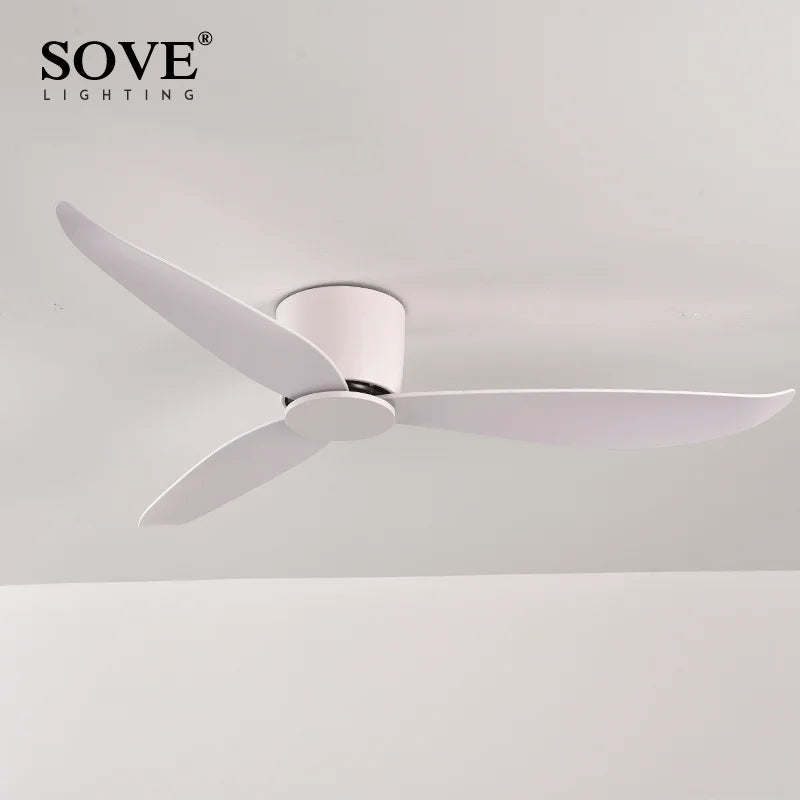 SOVE Ceiling Fan White Low Floor 17cm DC Ceiling Fan With Remote Control Simple Ceiling Fans Without Light 220V