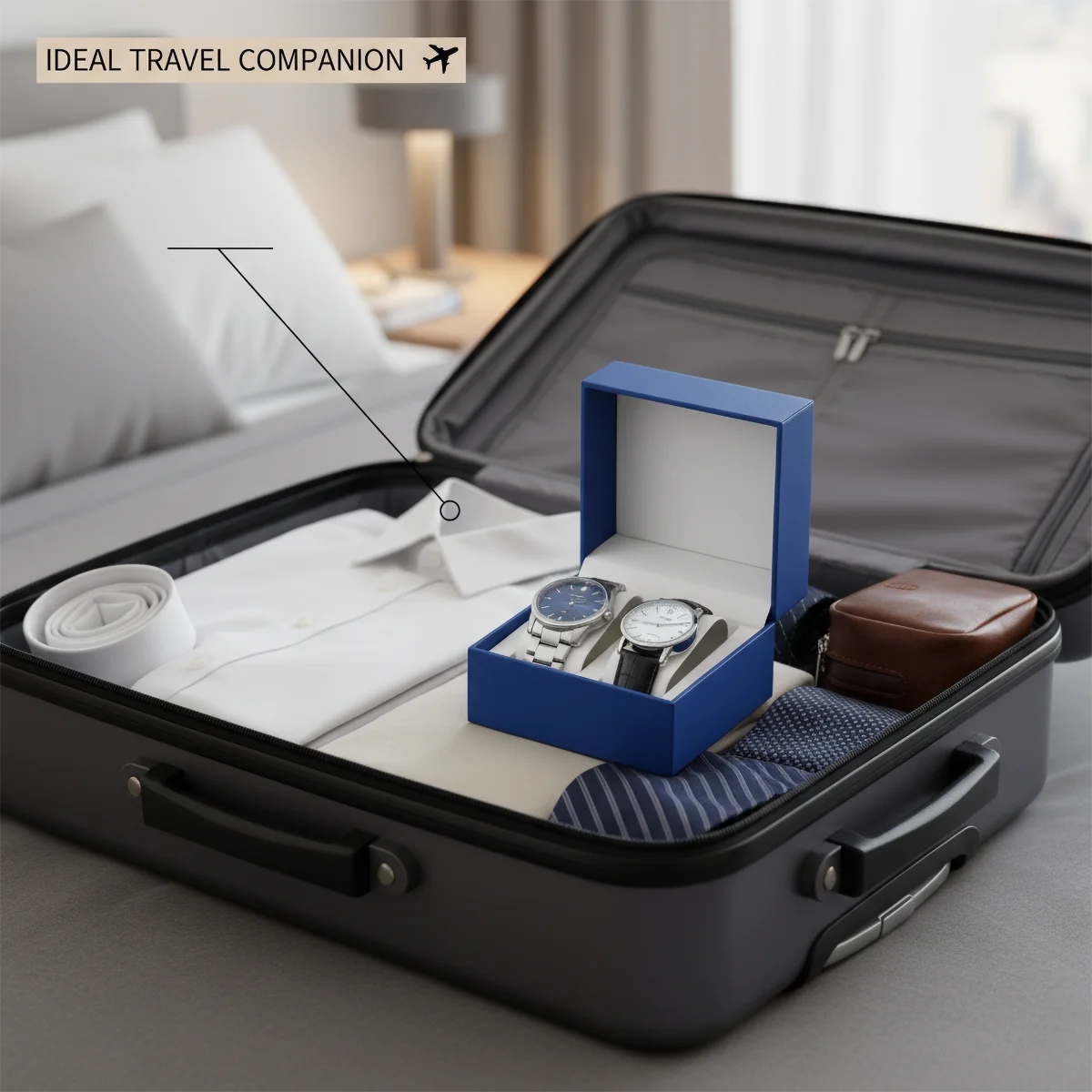 Double Watch Box with Soft Protective Lining - Exquisite Craftsmanship Multi-Color Watch Storage Case for 2 Watches