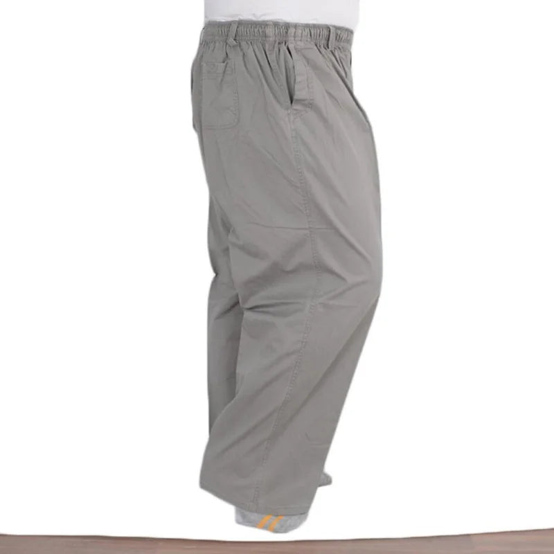 Spring Summer Men cargo pants simple cotton khaki Stretch loose 8XL 9XL 10XL 12XL 13XL Pants Big Size Oversize Straight Trousers