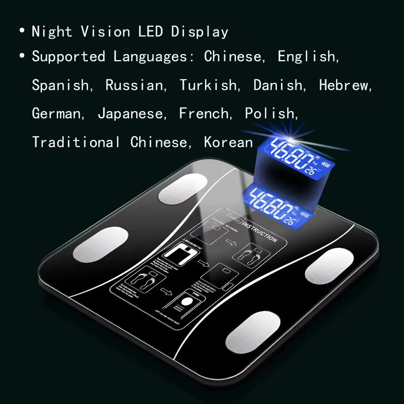 Smart USB Charging Body Fat Scale High Precision Digital Weight Scale Household Electronic Body Composition Scale For Adult Home