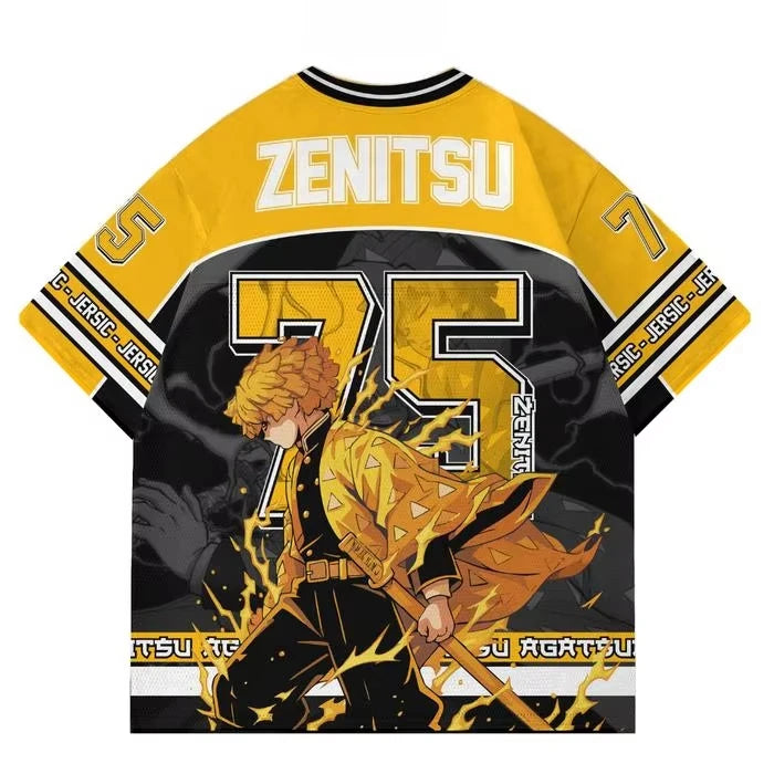 Demon Slayer Zenitsu Agatsuma Anime Series Fashion 75 Jersey Oversize Kpop Baseball Hockey Outfit T-shirt Daily Unisex Tops Tees