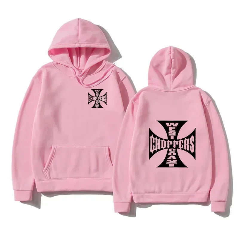 West Coast Iron Cross Choppers Printed Men's Hooded Fashion Cool Sweatshirt Unisex Fashion Fleece Oversized Hoodie Streetwear