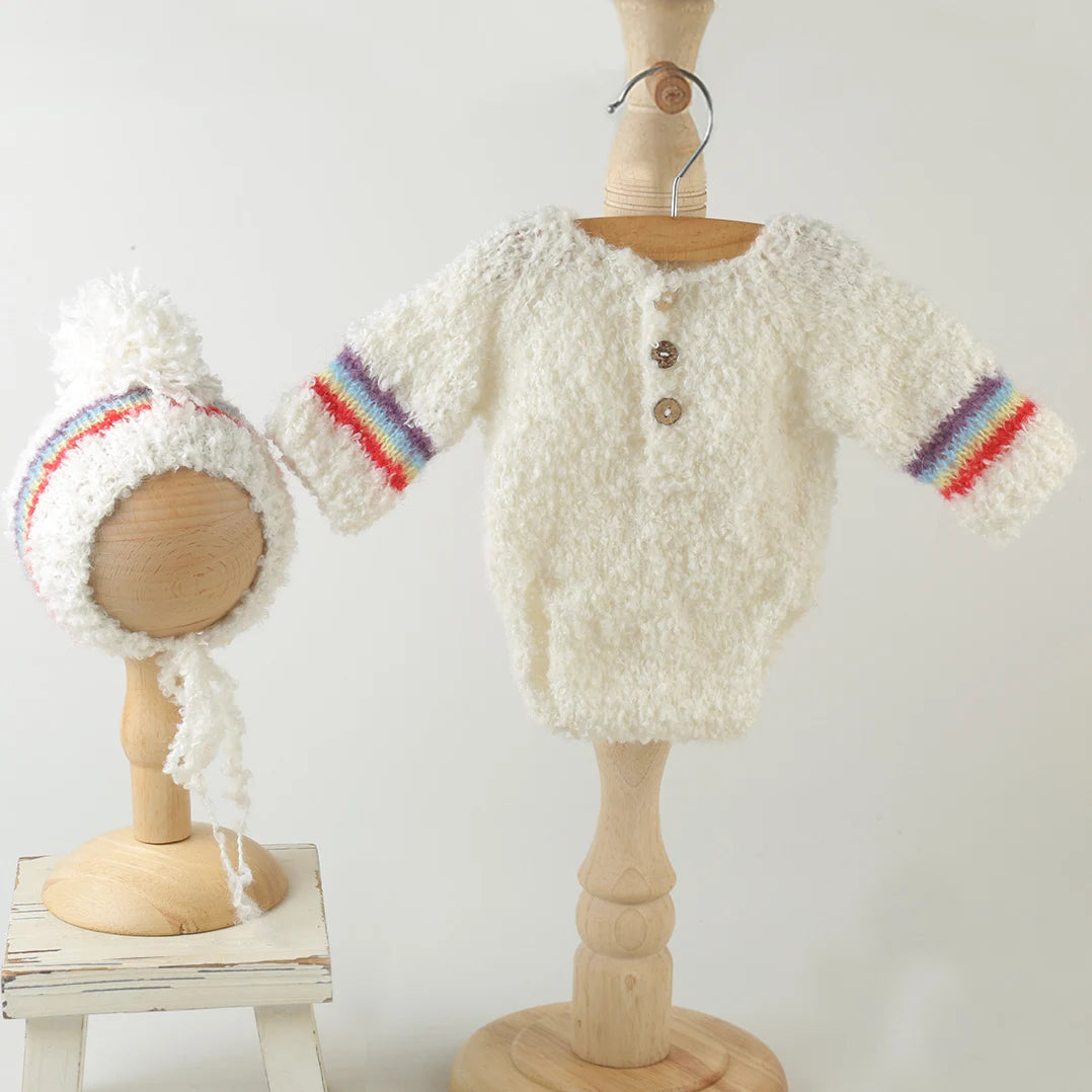 Newborn knitted Horse Jumpsuits Outfit Newborn Photography Props Crochet Baby Horse Romper And Toy Set