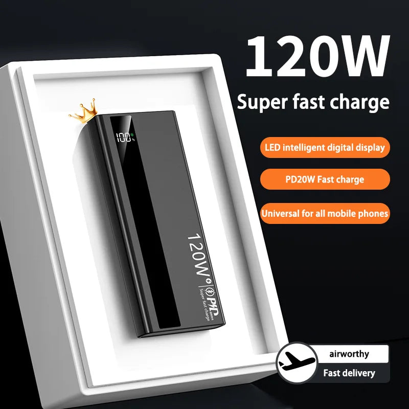 200000mAh Power Bank High Capacity 120W Super Fast Charging Portable External Battery Powerbank Universal For iPhone Samusung