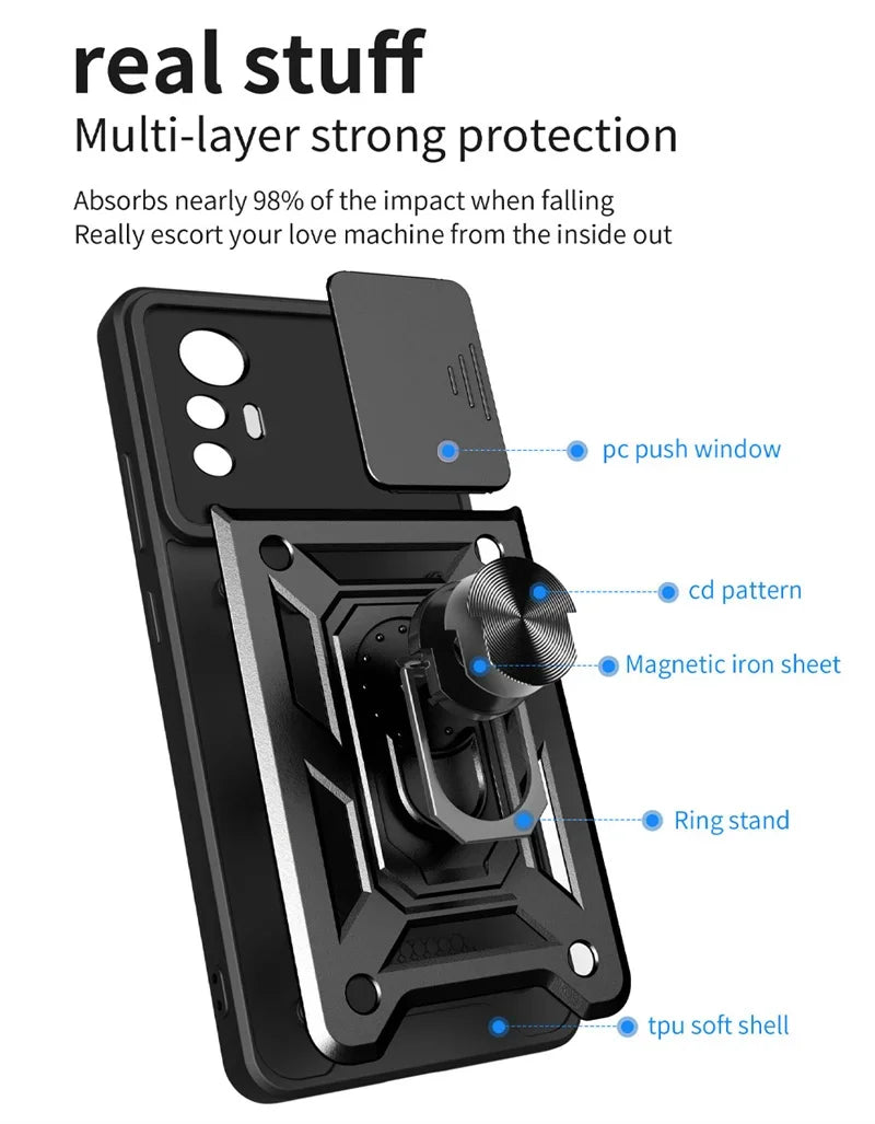 Military Grade Armor Case For Mi Xiaomi 17 15 14 Ultra Pro 13T 13 Lite Max 5G Phone Magnetic Holder Ring Stand Protect Cover