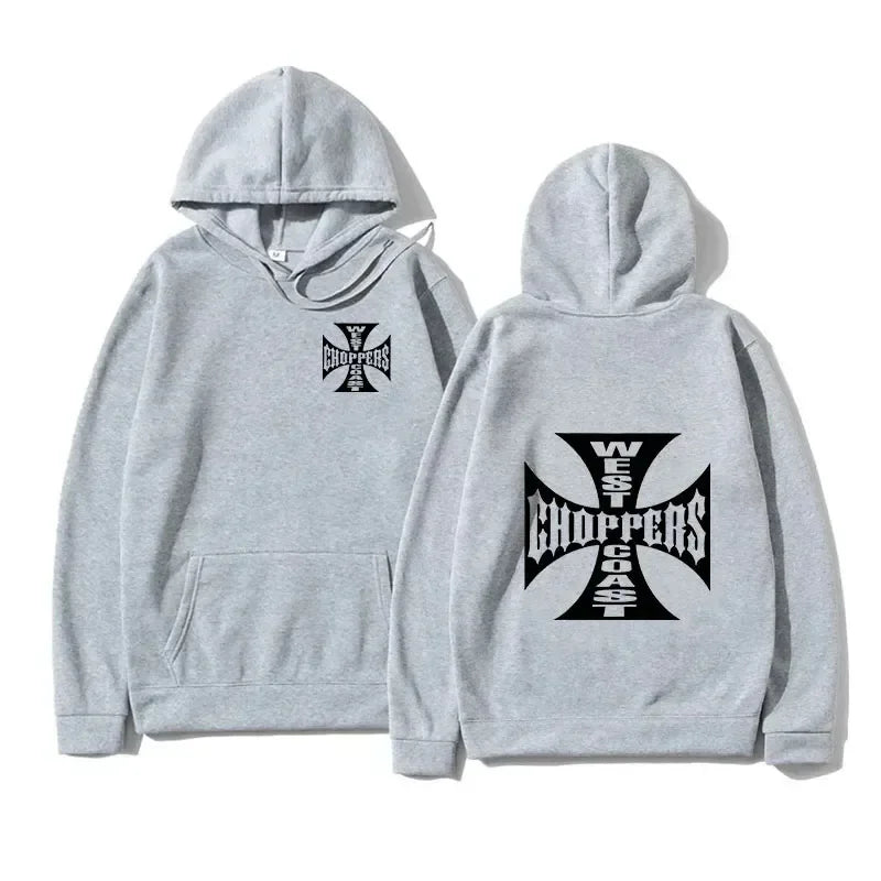 West Coast Iron Cross Choppers Printed Men's Hooded Fashion Cool Sweatshirt Unisex Fashion Fleece Oversized Hoodie Streetwear