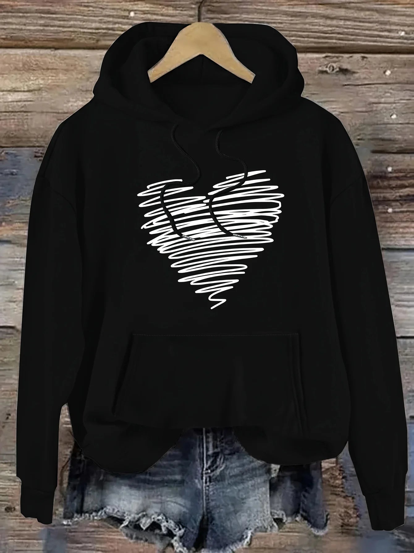 Women's autumn and winter warm and loose casual NOPE not today printed suede long sleeved hooded sweatshirt