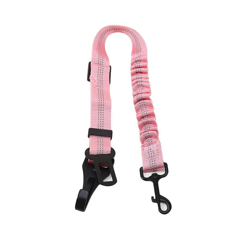 Universal Pet Safety Tether Leash For Car Travel Reflective Elastic 2-in-1 Adjustable Dog Car Seat Belt Harness