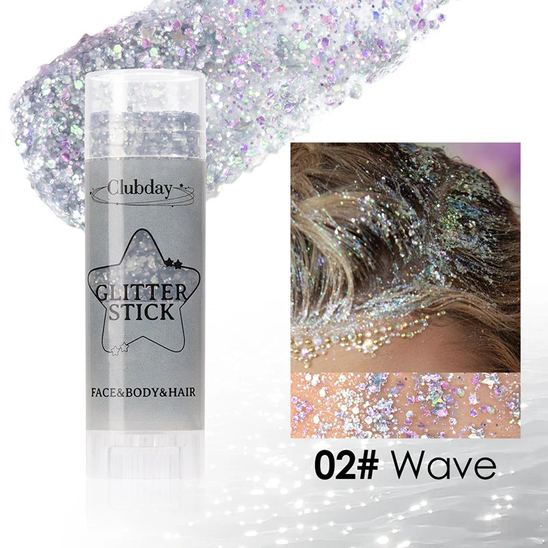 Face Body Sequins Glitter Gel Stick Makeup White Pearl Pink Highlighter Hair Painting Brighten Stage Makeup Flash Sequins Cream