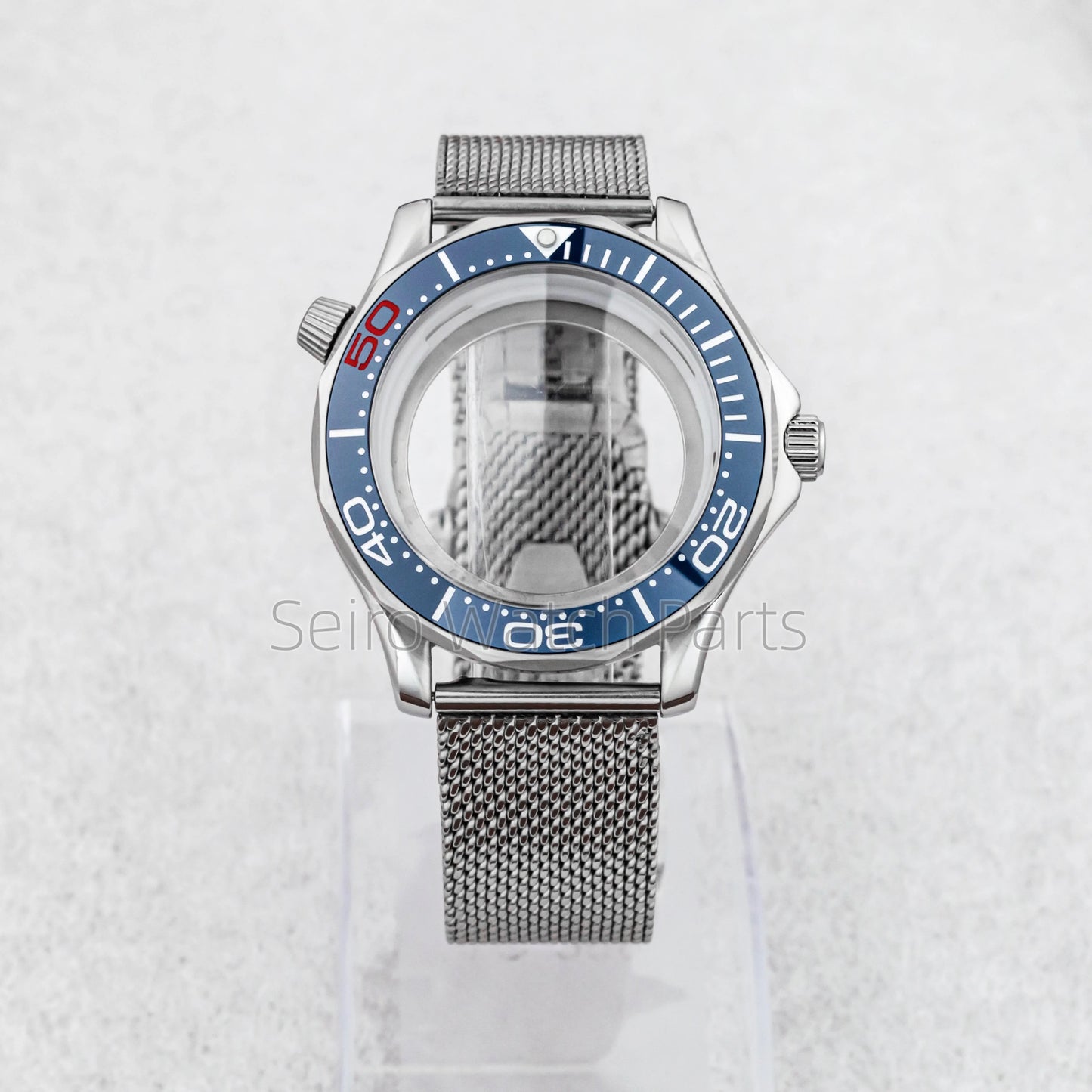 NH35 Case Dial Mesh Strap Bracelet for Seamaster 300 Watches Men Stainless Steel 10ATM Waterproof 41mm Case fit NH35/36 Movement