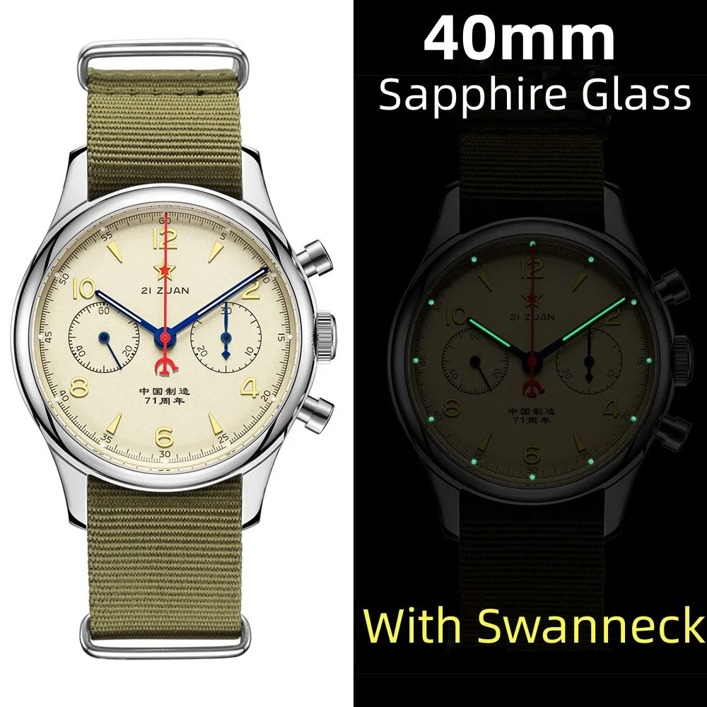 Seakoss Men 1963 Chronograph 38mm 40mm Acrylic Sapphire Glass Luminous Seagull ST1901 Movement Pilot Aviation Mechanical Watches
