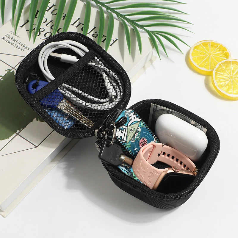 New Portable Mini 3C Hard Shell Digital Gadgets Storage Bag Artificial Leather Earphone Charger Case Data Cable U Disk Organizer