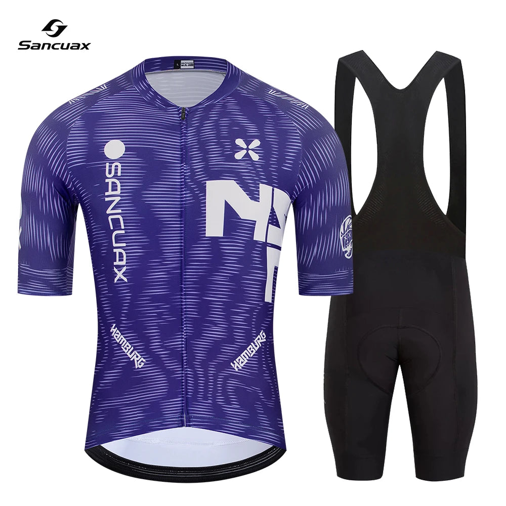 Sancuax Summer Cycling Clothing Men's Short Sleeves Cycling Jersey Set with Pockets Breathable Road Bike Maillot Ciclismo Hombre
