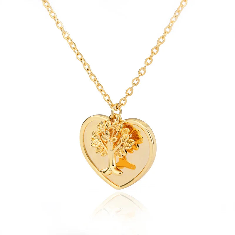 Tree of Life Necklace for Women Stainless Steel Long Chain Pendants Necklaces 2023 Trend Choker Aesthetic Jewelry collares mujer