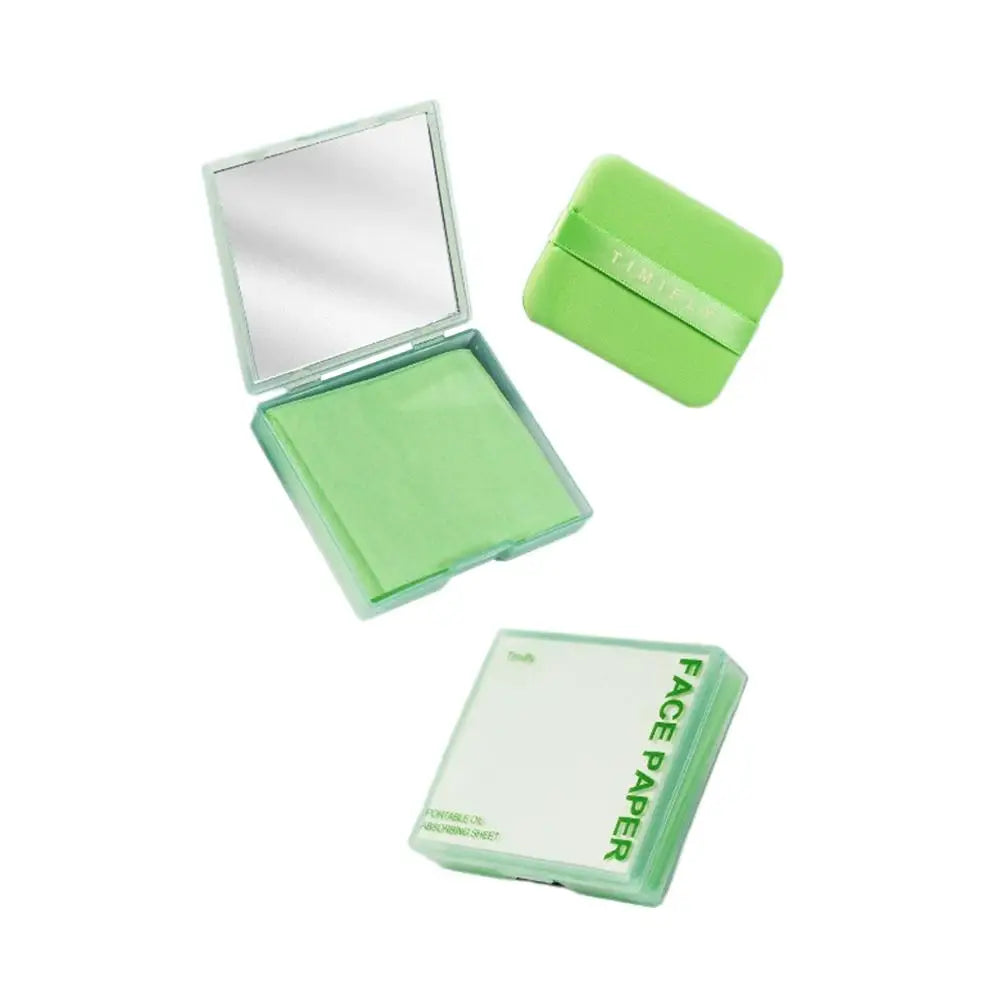 100pcs Portable Oil Absorbing Paper With Mirror Case Women Facial Care Beauty Facial Oil Blotting Paper with Mirror