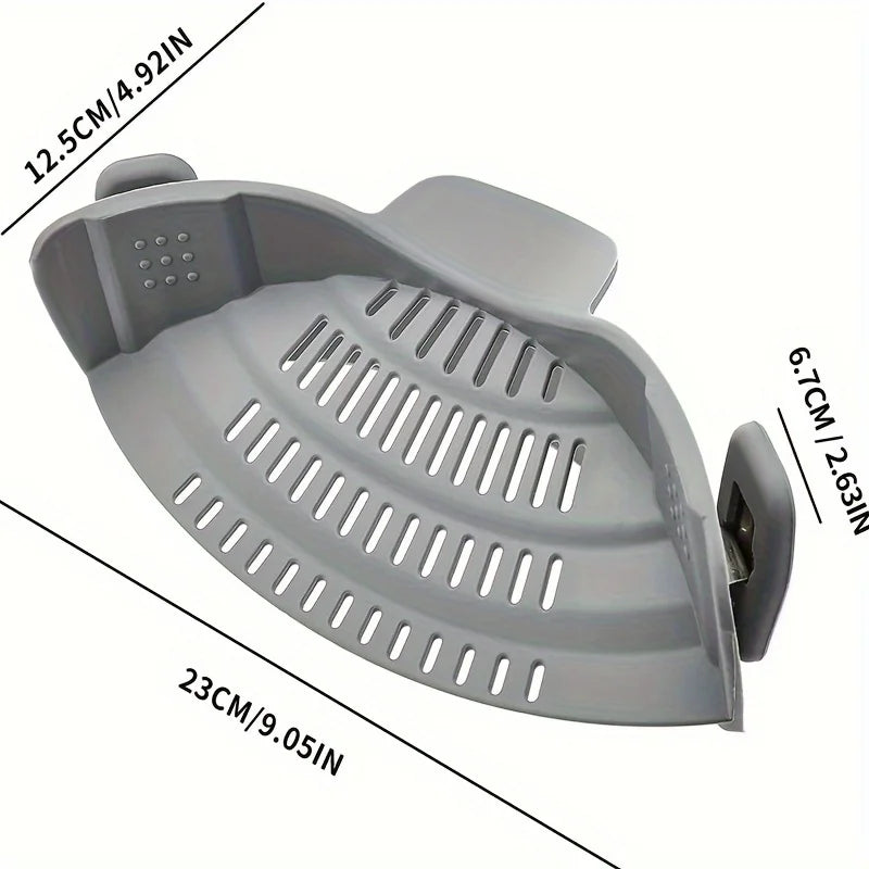 1pc Silicone Pot Strainer And Pasta Strainer, Adjustable Silicone Clip On Strainer For Pots, Pans, And Bowls, Kitchen Gadgets