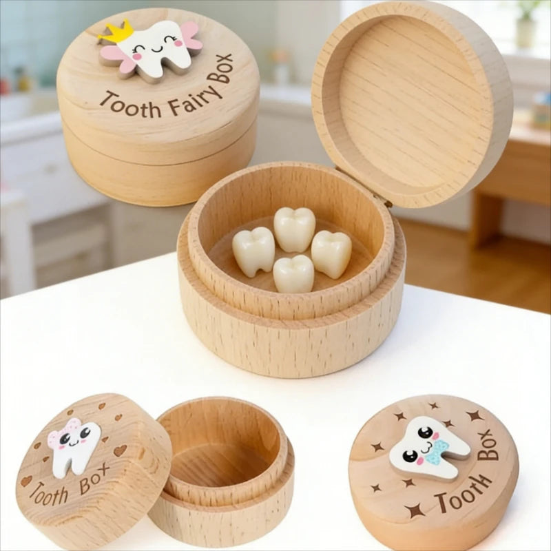 Wooden Milk Teeth Organizer Durable Collecting Teeth High Quality Baby Tooth Box Save Gifts Tooth Box Teeth Keepsake Boxes Baby