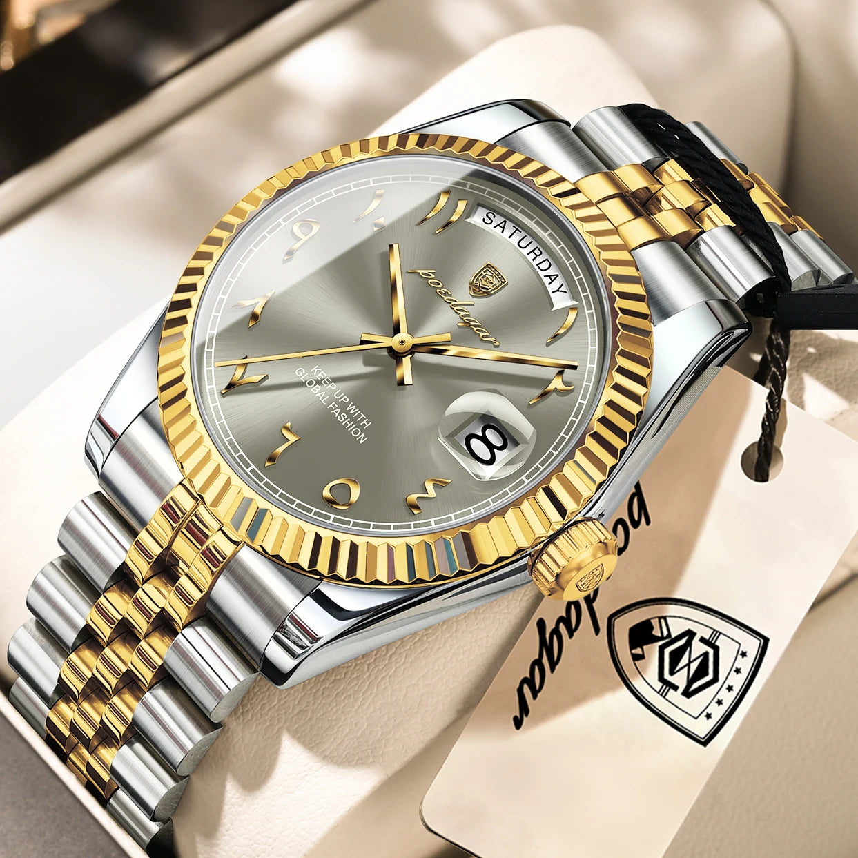 POEDAGAR Brand Fashion Men Clock Waterproof Date Week Business Man Watch Stainless Steel High Quality Quartz Men's Watches Reloj