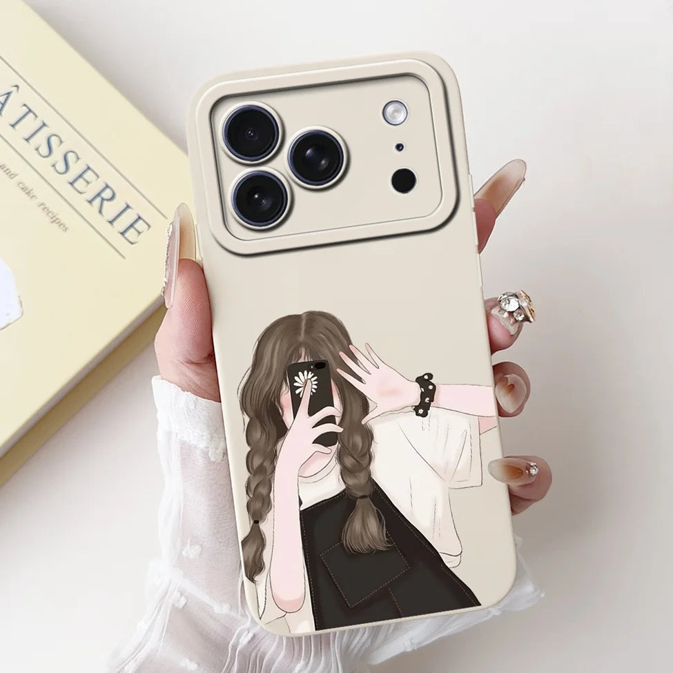 For iPhone 17 Pro Case Silicone Luxury Flowers Cute Kawaii Funny Painted Cover For iP 17 Pro Phone Case A3256 A3522 A3523 A3524