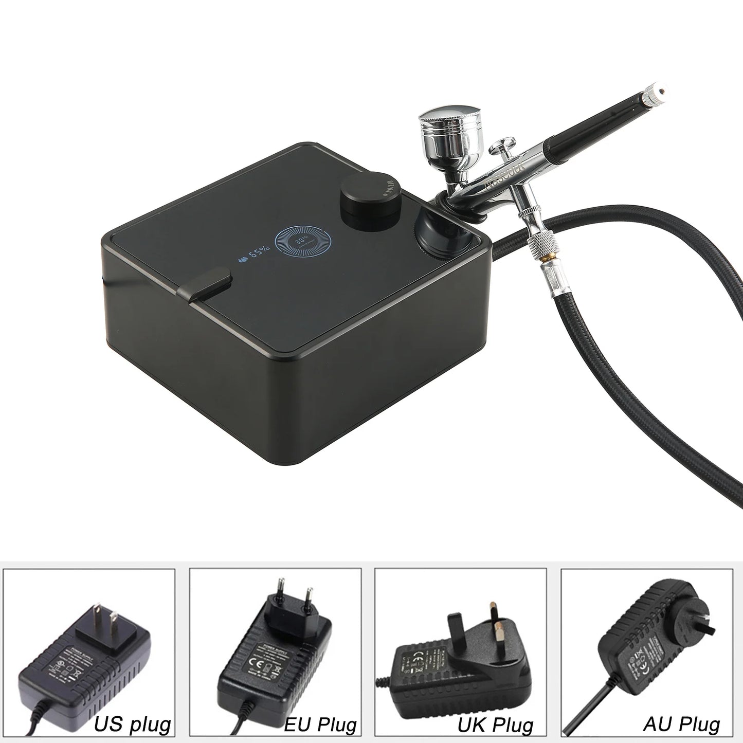 Nasedal Airbrush Compressor Kit New LED 36PSI Air Compressor 0.3mm Air Brush for Model Paint Nail Makeup Cake DIY Spray Tool