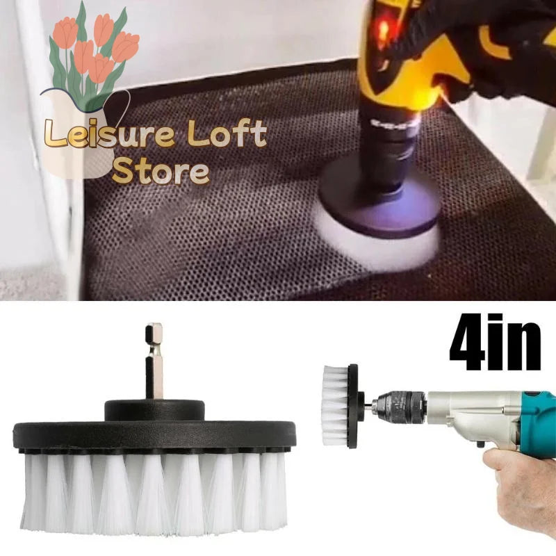 4-Inch Soft Drill Brush Attachment for Carpet, Leather, Upholstery, Glass & Tire Cleaning, Electric Scrubber Tool