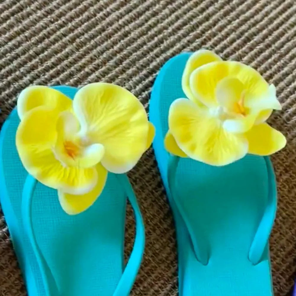 1Pair Thai Fairy Butterfly Flower Shoe Buckles Phalaenopsis Shoe Flower Sandals Sweet Butterfly Orchid Shoe Accessory Shoe Clips