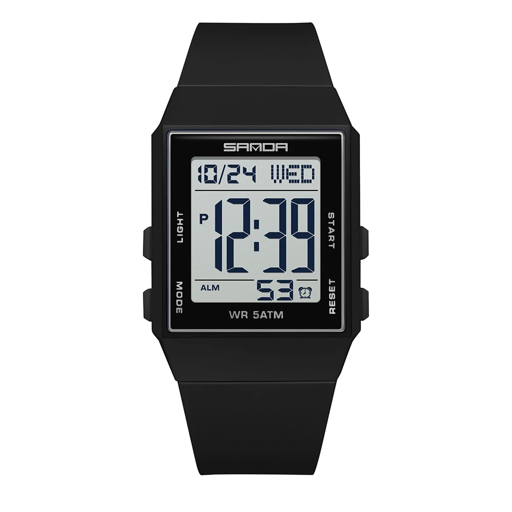 SANDA Woman Fashion Watches Fashion Sports Watch Silicone Strap 3ATM Waterproof Time Display Women's LED Digital Watch Gift