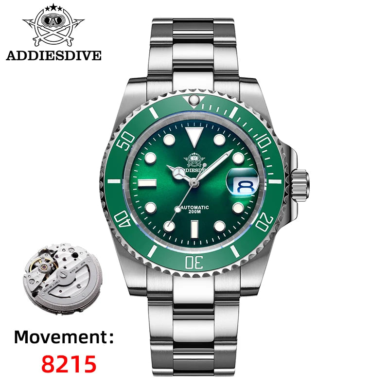 ADDIESDIVE Luxury New Men's Watches Waterproof Sapphire Automatic Mechanical Watches Stainless Steel Luminous Dive Watch For Men