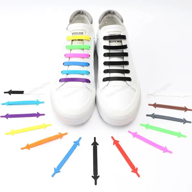 12Pcs Silicone Shoelaces for Shoes Elastic Laces Sneakers No Tie Shoe laces Kids Adult Rubber Shoelace One Size Fits All Shoes