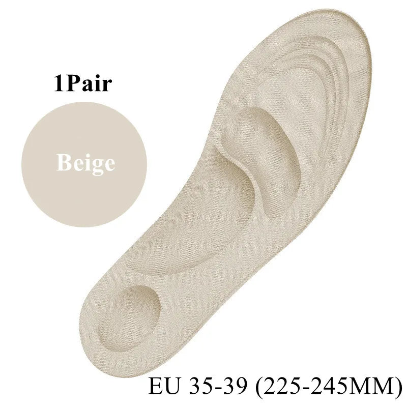 4D Memory Foam Sport Insoles Plantar Fasciitis Arch Support Shoe Inserts Sneakers Cushioning Anti-slip Template Insole Men Women